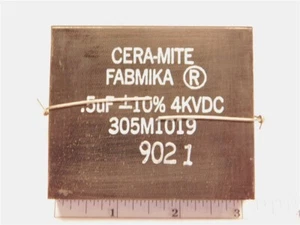 Vintage Cera-Mite Fabmika 305M1019 .5uF 10% 4kVDC High Voltage Mica Capacitor - Picture 1 of 2