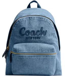 🌺🌹Coach Denim Cargo Medium Backpack Brass/Indigo - Picture 1 of 4