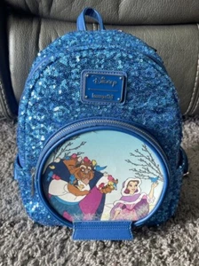 Loungefly Disney Beauty and the Beast Snow Globe Sequin Backpack New With Tags! - Picture 1 of 10