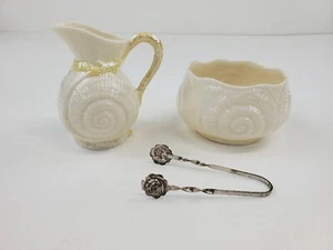 Belleek Ireland Cream and Sugar Yellow 1965-1980 - Picture 1 of 9