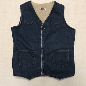Chaleco de Colección Wrangler Azul Denim Sherpa Forrado Para Hombre Talla Pequeña J15 - Imagen 1 de 5