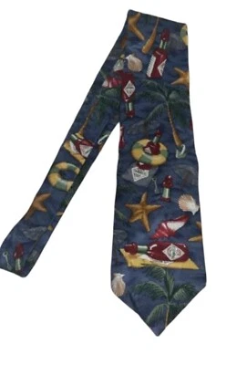 Corbata TABASCO Multicolor Playa Mar Shell y Flotadores 100% Seda Hecha en EE. UU. NUEVA CON ETIQUETAS Foto 1 de 4