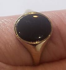 Signet Ring 9ct Gold With Oval Bkack Opal 