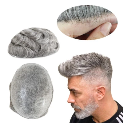 Sistema de reemplazo de cabello humano de piel delgada Toupee para hombre postizos BIO 8x10 #1B65 Foto 1 de 4