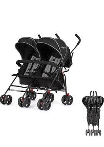 Black Twin Umbrella Stroller, Lightweight Double Stroller for Infant & Tod.(B416 - Picture 1 of 6