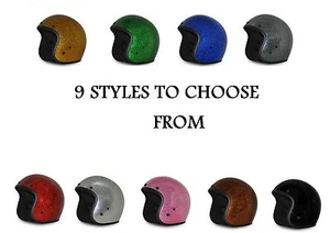 Motorcycle Helmet 3/4 Bobber Retro Style METAL FLAKE 9 COLORS by Daytona - Picture 1 of 11