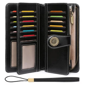 Wallets for Women Leather Credit Card Holder with RFID Blocking Large Capacit... - Picture 1 of 6