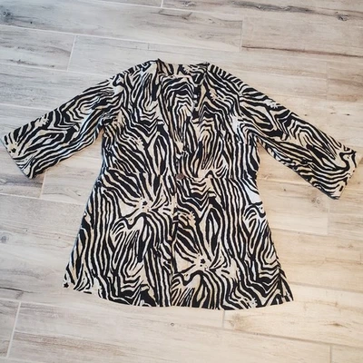 Soft Surroundings Medium Jacket Kimono Zella Topper Cover Up Animal Zebra Print - Image 1 of 4