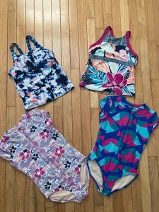 4pc. Lot Tea Collection Rash Guard Swimsuit Athleta Girls tankini tops size 12 - Picture 1 of 4
