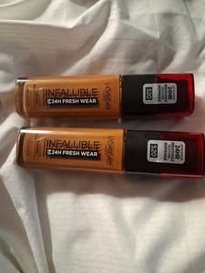 2 L'Oréal Infallible 24hr  'Sienna'   520 Spf 20 Liquid Foundation - Picture 1 of 6
