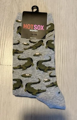 New! Ladies Novelty Design Women's Alligator Crocodile Socks 7-10 Size Gray - Image 1 of 3