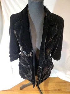 Nanette Lepore Size 2 3/4 Sleeve Black Velvet Jacket Read - Picture 1 of 7