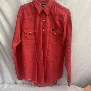 90s Wrangler Brushpopper L  Red  16.5 35 Rodeo Cowboy Western Funky Fade? - Picture 1 of 11