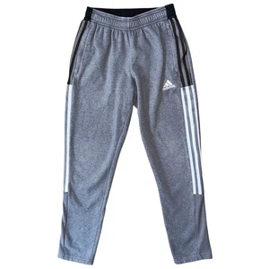 Adidas Terry 3 Bar Logo Gray White & Black Pants Boys Medium - Picture 1 of 7