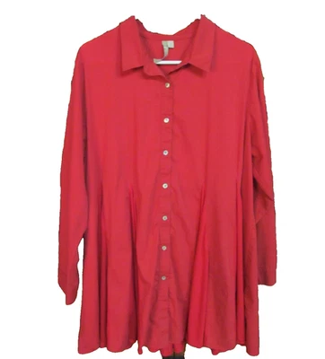 COMFY 1X Top Túnica Rojo WSN185 Completo Acampanado Peplum Mezcla Algodón Foto 1 de 4