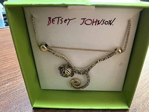 Betsey Johnson Gold Plated Welcome To The Jungle Upside Down Monkey Necklace New - Picture 1 of 3