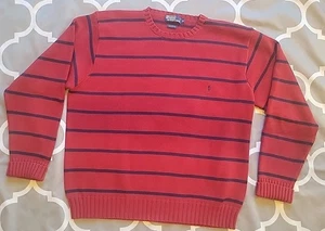 Vintage Y2K Polo Ralph Lauren Sweater Cotton Knit Mens XL Striped Red Navy - Picture 1 of 22