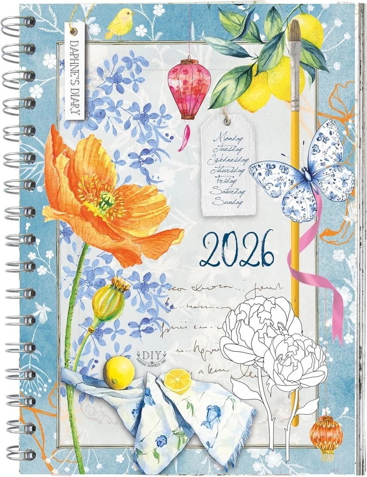 DAPHNE'S DIARY Daily Planner Journal 2026 | Everyday Agenda with Creative Designs, Fold-Out Mon