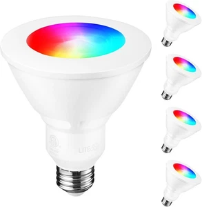 4 Pack PAR30 WiFi Smart Spotlight Bulbs, RGB LED Color Changing Light, Tunable - Picture 1 of 7