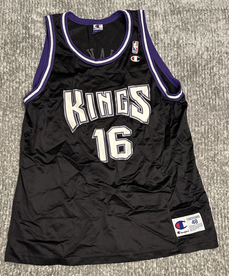 Camiseta deportiva Sacramento Kings Champion Stojakovic #16 negra púrpura XL 48 nailon rara Foto 1 de 4