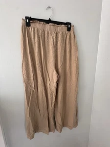 ANRABESS Damen Palazzo Hose Boho weites Bein hoch braun hellbraun XL - Bild 1 von 6