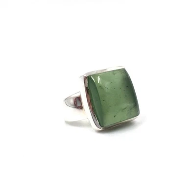 Anello uomo sigillo argento 925 gioiello fascia nefrite verde anello giada... - Immagine 1 di 4