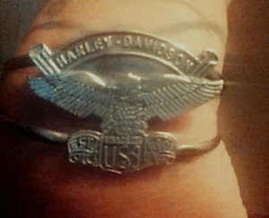 Vintage Sterling Silver Harley Davidson Eagle Made in USA Cuff Bracelet reg $250 - Picture 1 of 8