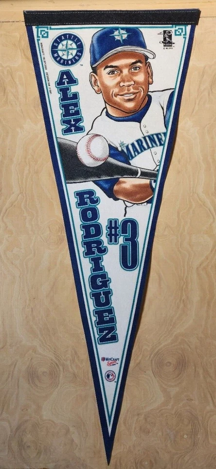 Banderín de béisbol ALEX RODRIGUEZ Seattle Mariner #3 tamaño completo Foto 1 de 1