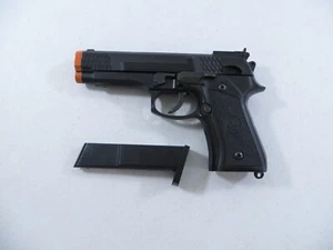 P. Beretta Spring Powered Airsoft Pistol Black Metal Plastic W/ Magazine TESTED - Picture 1 of 24