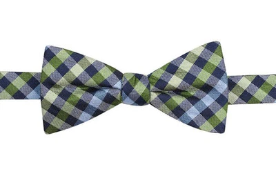 NEW MENS COUNTESS MARA MULTI GINGHAM GREEN PLAID BOW TIE - Image 1 of 2