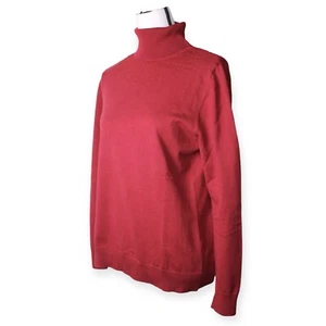 Lands' End Womens Red Turtleneck Beaded Sweater Long Sleeve M 10/12 Hong Kong - Picture 1 of 17