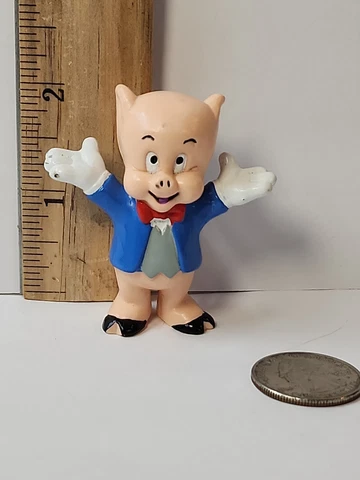 1990 Warner Bros Looney Tunes Applause - PORKY PIG Figure - 3” PVC Cover