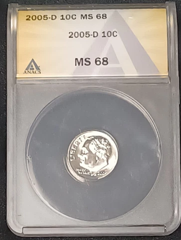2005-D Roosevelt Dime 10C ANACS MS68 Top Grading Cover