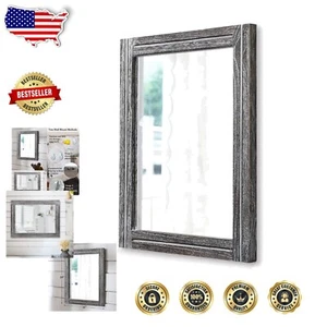 20"x16" Rectangular Rustic Mirror - Durable Wood Frame for Bedroom & Entryway - Picture 1 of 9