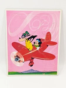 Walt Disney Productions Goofy & Mickey Red Airplane Puzzle - Picture 1 of 3