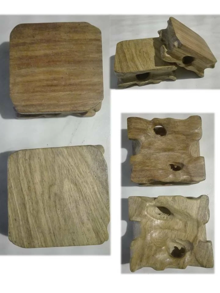 Coppia basette base scolpite in legno massello per oggettistica B1 - Immagine 1 di 1