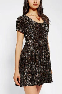 MINKPINK Women's Brown SKATER Velvet BURNOUT Dress MEDIUM STUNNING! - Picture 1 of 5