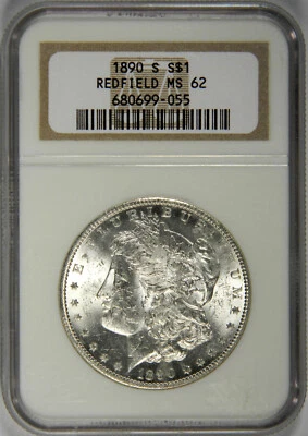 1890-S MORGAN DOLLAR COLECCIÓN REDFIELD! NGC MS62! Foto 1 de 4