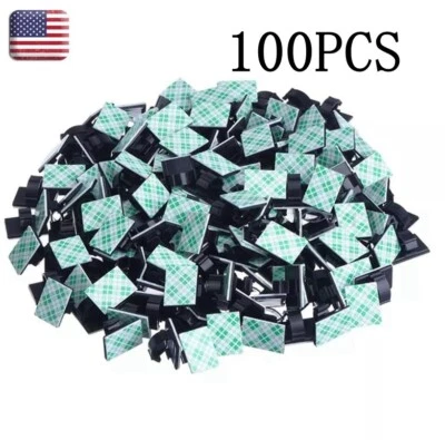 NEW 100Pcs Cable Clips Self-Adhesive Cord Wire Holder Management Organizer Clamp - Image 1 of 4
