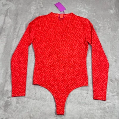 Body SKIMS X Fendi Mujer Extra Grande Rojo Naranja Cuello Simulado Manga Larga NUEVO Foto 1 de 4