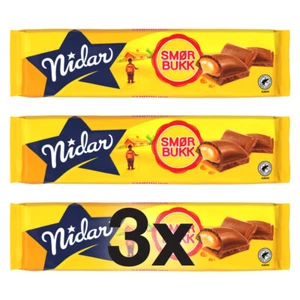 3x Nidar Smørbukk Melkesjokolade 155g - Norwegische Schokolade Karamell - Bild 1 von 3
