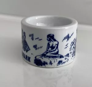 Vintage LITTLE MERMAID COPENHAGEN EGG CUP Denmark Blue and White - Picture 1 of 6