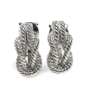 Vintage Hermes Audierne Rope Knot Sterling Silver 925 Clip On Earrings Very good - Picture 1 of 4