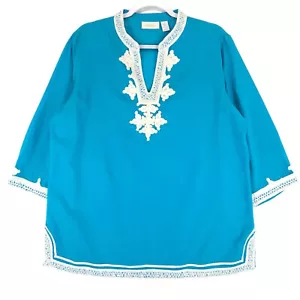 Pulóver para mujer Chicos túnica ligera 2 (L) azul blanco algodón manga 3/4 - Imagen 1 de 8