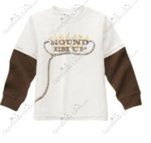 Gymboree Boys 6 Rodeo Cowboy Round Em Up Double Sleeve Tee Shirt NWT - Picture 1 of 4