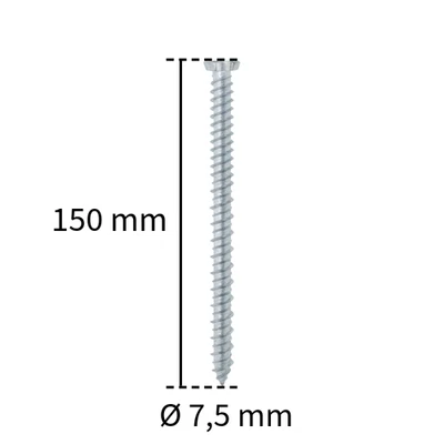 VITI PER CALCESTRUZZO 7,5X150 FRIULSIDER TURBOVITE ZINCATA BIANCA TORX T30 100PZ - Immagine 1 di 4