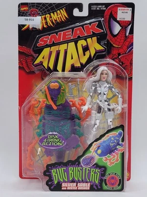 Spider-Man Sneak Attack Bug Busters Silver Sable & Beetle Basher Toy Biz 1998 - Imagem 1 de 4