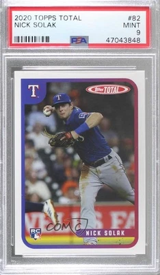 2020 Topps Total Nick Solak #82 PSA 9 MINT Rookie RC - Image 1 of 2