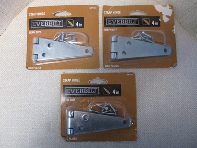 Lot of 3 Everbilt Heavy Duty Strap Hinge Zinc-Plated Steel 4 697 451 NEW - Image 1 of 3