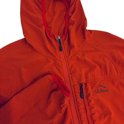 L.L. Bean Orange Trail Rain Jacket Mens M Hooded Zip Up Waterproof Hiking - Image 1 of 4